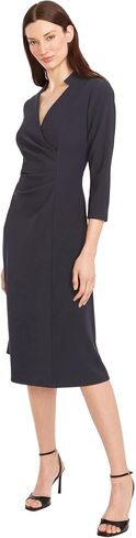 Maggy London Women's V-Neck 3/4 Sleeve Wrap Midi Professional Work Dresses in Saudi Arabia