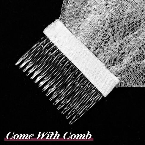 Short Wedding Veil, 2 Tiers White Bridal Veil with Comb Satin Edge Tulle Veils for Women Wedding Bachelorette Party in Saudi Arabia