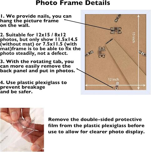 إطار صورة مقاس 12 × 15 مع حصيرة، عرض 8 × 12 مع حصيرة أو 12 × 15 بدون حصيرة، إطارات صور خشبية 12 × 15 للتعليق على الحائط، عبوة واحدة، أسود in Saudi Arabia