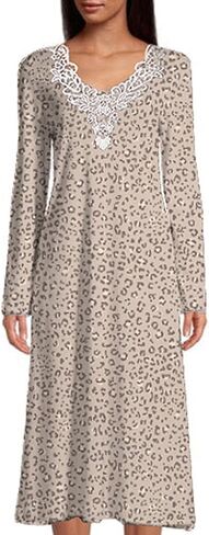 Open Back Nightgown Women Long Sleeve-Bedridden-Floral Print-Snap-Lace Trim-Patient Gown in Kuwait