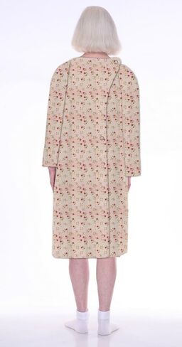 Open Back Nightgown Women Long Sleeve-Bedridden-Floral Print-Snap-Lace Trim-Patient Gown in Kuwait