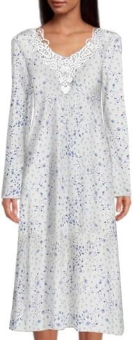 Open Back Nightgown Women Long Sleeve-Bedridden-Floral Print-Snap-Lace Trim-Patient Gown in Kuwait
