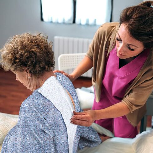 Open Back Nightgown Women Long Sleeve-Bedridden-Floral Print-Snap-Lace Trim-Patient Gown in Kuwait