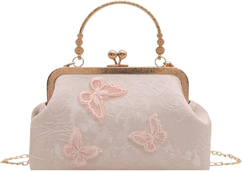 Women Evening Bag, Elegant Embroidery Butterfly Clutch Purse, Vintage Crossbody Shoulder Bag, Bridal Wedding Handbag in Kuwait