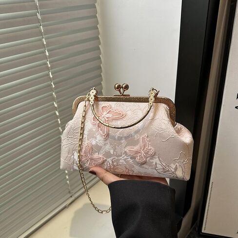 Women Evening Bag, Elegant Embroidery Butterfly Clutch Purse, Vintage Crossbody Shoulder Bag, Bridal Wedding Handbag in Kuwait