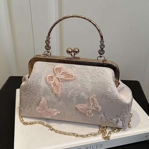 Women Evening Bag, Elegant Embroidery Butterfly Clutch Purse, Vintage Crossbody Shoulder Bag, Bridal Wedding Handbag in Kuwait
