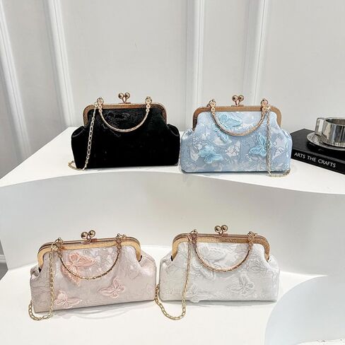 Women Evening Bag, Elegant Embroidery Butterfly Clutch Purse, Vintage Crossbody Shoulder Bag, Bridal Wedding Handbag in Kuwait