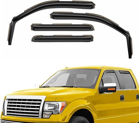 منحرفات نافذة متينة للغاية، واقيات نافذة داخل القناة، واقيات مطر مناسبة لسيارة Ford F150 2009-2014 SuperCrew، أقنعة الشمس، فتحة تهوية الرياح للظلال، ملحقات السيارة الخارجية - 4 قطع. AG0952 in Saudi Arabia