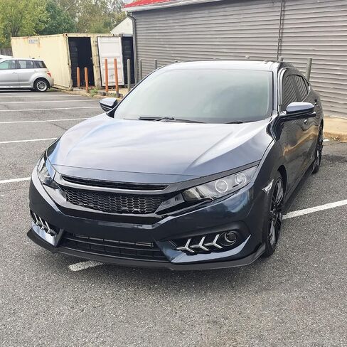 Spec-D Tuning Matte Black Front Bumper Lip Body Kit Spoiler 3PC Compatible with 2016-2018 Honda Civic Sedan in Saudi Arabia