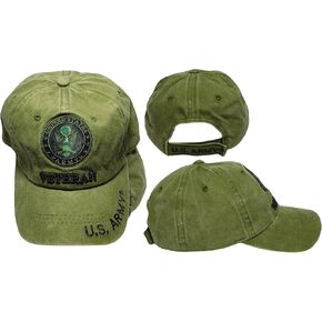 United States US Army Veteran Olive Green Cotton Adjustable Embroidered Cap Hat - Licensed in Saudi Arabia