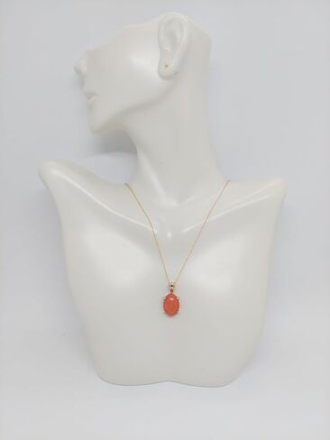 Lucky&Store PINK CORAL Oval Pendant 14k Yellow Gold/Necklace/Charm in 14k Yellow Gold 18 Inches ROPE Chain for a Pink Coral LOVER. in Saudi Arabia