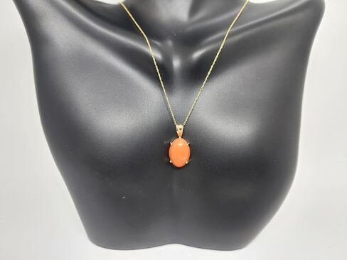 Lucky&Store PINK CORAL Oval Pendant 14k Yellow Gold/Necklace/Charm in 14k Yellow Gold 18 Inches ROPE Chain for a Pink Coral LOVER. in Saudi Arabia