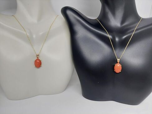 Lucky&Store PINK CORAL Oval Pendant 14k Yellow Gold/Necklace/Charm in 14k Yellow Gold 18 Inches ROPE Chain for a Pink Coral LOVER. in Saudi Arabia