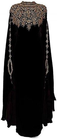 Kaftan Maxi Moroccan Party Long Evening Gown Cocktail Beach Lounge Dresses Black in Saudi Arabia