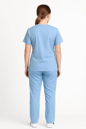 Unisex Hospital Scrubs Set – Stretch V-Neck Top & Pants for Men & Women | Dental Medical Uniform for Nurses & Doctors in Saudi Arabia