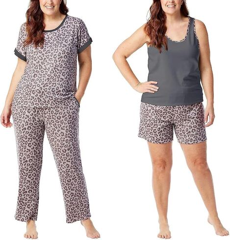 Lucky Brand Ladies' 4-Piece Pajama Set (as1, alpha, x_l, regular, regular, Leopard) in Saudi Arabia
