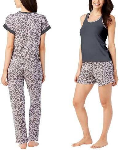 Lucky Brand Ladies' 4-Piece Pajama Set (as1, alpha, x_l, regular, regular, Leopard) in Saudi Arabia