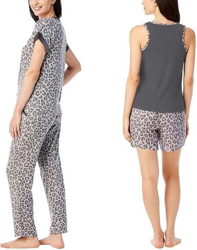 Lucky Brand Ladies' 4-Piece Pajama Set (as1, alpha, x_l, regular, regular, Leopard) in Saudi Arabia