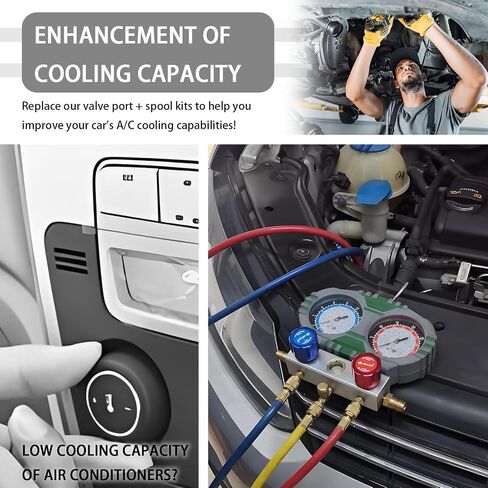 17PCS Car Air Conditioner Valve Core Tool Kit,Portable A/C Valve Stem Core Set Includes Cores Tool/Cores Port/Cap for Improving Cooling Capacity,Professional R134A R12 AC Tools in Saudi Arabia