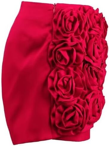 شورت نسائي عالي الخصر 3D Rose | شورت مهرجان مطرز بالزهور | قيعان الحفلات القابلة للتمدد | ملابس بيان مثير in Saudi Arabia