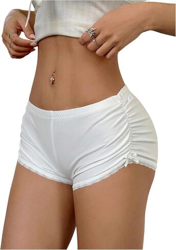 SOLY HUX Women's Lace Bow Elastic Waist Lounge Shorts Skinny Coquette Mini Shorts in Saudi Arabia