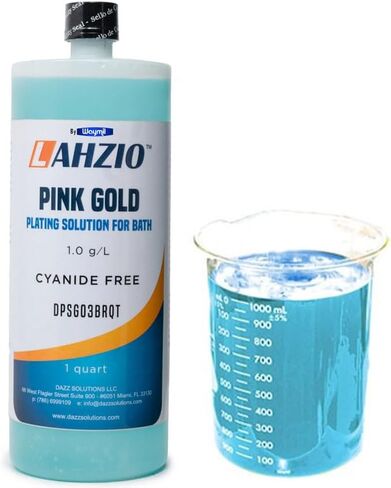 LAHZIO Ready-to-Use Pink Rose Color Gold Plating Solution for Bath Plating 1 Quart 32 oz Cyanide Free in Saudi Arabia