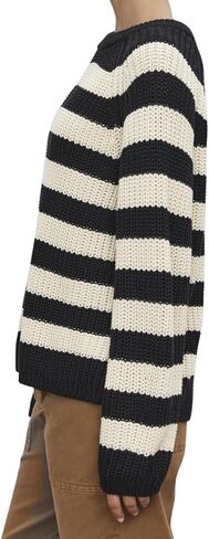 VELVET BY GRAHAM & SPENCER Women's Ollie Chunky Pima Cotton Sweater, Blk/Ivory in Saudi Arabia