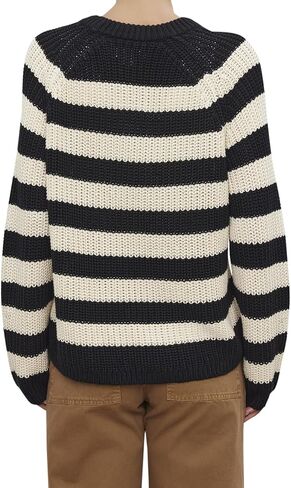 VELVET BY GRAHAM & SPENCER Women's Ollie Chunky Pima Cotton Sweater, Blk/Ivory in Saudi Arabia