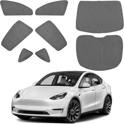 Windshield Sun Sunshade for Tesla Model Y 2020-2024 Accessories Car Side Full Windows Rear Triangular Windows Sun Visor Camping Privacy Insulation Covers Gray 8PCS in Saudi Arabia