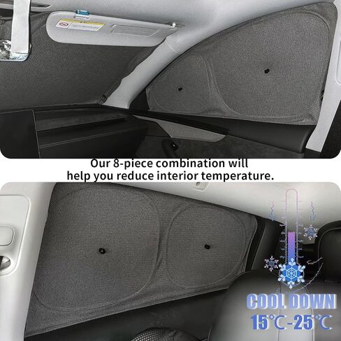 Windshield Sun Sunshade for Tesla Model Y 2020-2024 Accessories Car Side Full Windows Rear Triangular Windows Sun Visor Camping Privacy Insulation Covers Gray 8PCS in Saudi Arabia