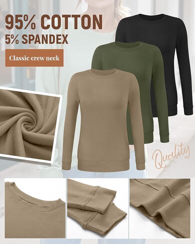Riyiper 3 Pack Women's Long Sleeve Sweatshirts, Crew Neck Pullover Shirts Loose Casual Lightweight Fall Tops 2025 Trendy in Saudi Arabia