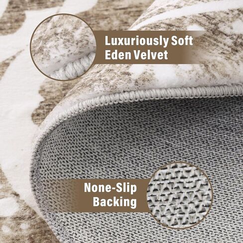 Carvapet 2ft Small Round Rugs - Washable 24 inch/61 cm Vintage Non-Slip Circle Rug with Rubber Backing Foldable Low Pile Design for Entryway Living Room Bedroom, Grey Rug in Kuwait