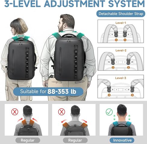 Travel Rolling Backpack,3 in 1 Carry on Backpack Flight Approved,Waterproof Personal Item Bag with Detachable Backpack,Extra Luggage Backpack 55L for Work Teacher College,Black in Saudi Arabia
