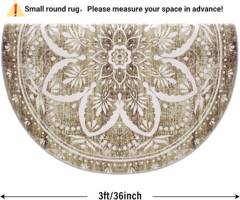 Carvapet 2ft Small Round Rugs - Washable 24 inch/61 cm Vintage Non-Slip Circle Rug with Rubber Backing Foldable Low Pile Design for Entryway Living Room Bedroom, Grey Rug in Kuwait