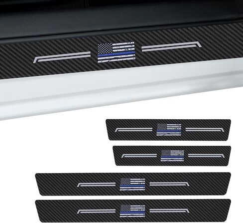 4 PCS Car Door Sill Protector, American Flag Logo Car Door Threshold Protection, Anti-Scratch Car Door Protector Edge Guards, Universal Dust Shield Cover for Most Cars Door Step (Flag) in Saudi Arabia