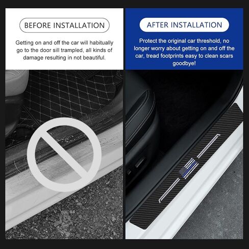 4 PCS Car Door Sill Protector, American Flag Logo Car Door Threshold Protection, Anti-Scratch Car Door Protector Edge Guards, Universal Dust Shield Cover for Most Cars Door Step (Flag) in Saudi Arabia