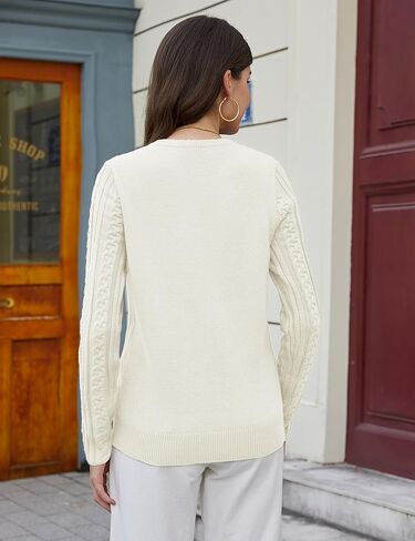 YUCOLEN Womens Sweater Cable Knit Long Sleeve Pullover Top Casual Crew Neck 2025 Fall Trendy Lightweight Sweaters Outfits in Kuwait
