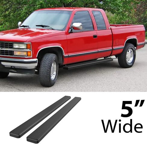 APS (فضي مصقول 6 بوصات) 304 ألواح تشغيل من الفولاذ المقاوم للصدأ قضبان Nerf متوافقة مع Chevy GMC CK 1988-1998 الكابينة الممتدة (تشمل Z71) (لن تعمل على المركبات ذات لوحات الطاقة) in Saudi Arabia