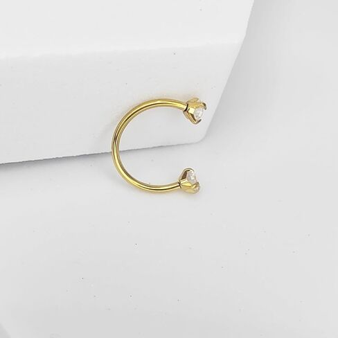 16G 18G 20G Horseshoe Nose Rings,316L Double Cubic Zirconia Threadless Internal Thread Nose Stud Hoop Piercing, Cartilage Lip Helix Piercing Jewellery for Women and Men in Saudi Arabia