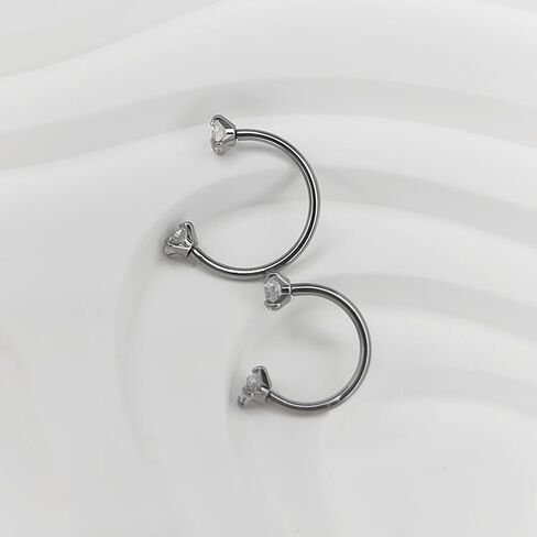 16G 18G 20G Horseshoe Nose Rings,316L Double Cubic Zirconia Threadless Internal Thread Nose Stud Hoop Piercing, Cartilage Lip Helix Piercing Jewellery for Women and Men in Saudi Arabia
