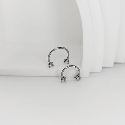 16G 18G 20G Horseshoe Nose Rings,316L Double Cubic Zirconia Threadless Internal Thread Nose Stud Hoop Piercing, Cartilage Lip Helix Piercing Jewellery for Women and Men in Saudi Arabia