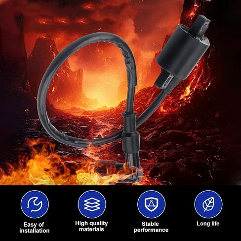1 PC Motorcycle Ignition Coil, High Performance Ignition Coil for 125/150/250CC Motorcycle Engines, Spark Plug Wire Motor Ignitor Line Kit Tool Replacement for ATV, Dirt Bike and More (Black) in Saudi Arabia