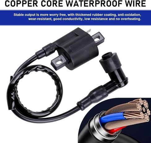 1 PC Motorcycle Ignition Coil, High Performance Ignition Coil for 125/150/250CC Motorcycle Engines, Spark Plug Wire Motor Ignitor Line Kit Tool Replacement for ATV, Dirt Bike and More (Black) in Saudi Arabia