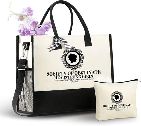 InnoBeta Jane Austen Gifts Canvas Tote Bag, Jane Austen Bag with Top Zipper Closure and Shoulder Strap for Birthday, Mother's Day, Christmas in Saudi Arabia