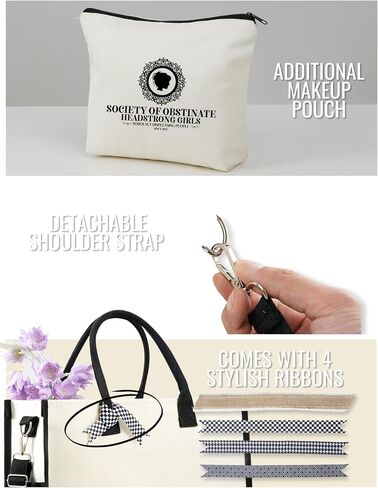 InnoBeta Jane Austen Gifts Canvas Tote Bag, Jane Austen Bag with Top Zipper Closure and Shoulder Strap for Birthday, Mother's Day, Christmas in Saudi Arabia