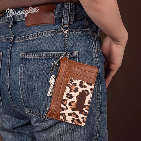 Montana West × Wrangler Leopard Print Tote Handbag and Small Credit Card Holder Set for Women in Saudi Arabia