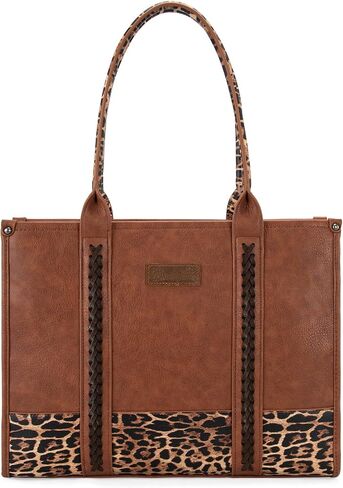 Montana West × Wrangler Leopard Print Tote Handbag and Small Credit Card Holder Set for Women in Saudi Arabia