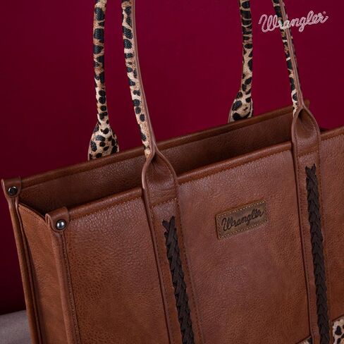 Montana West × Wrangler Leopard Print Tote Handbag and Small Credit Card Holder Set for Women in Saudi Arabia