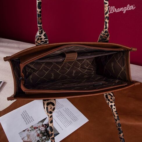Montana West × Wrangler Leopard Print Tote Handbag and Small Credit Card Holder Set for Women in Saudi Arabia