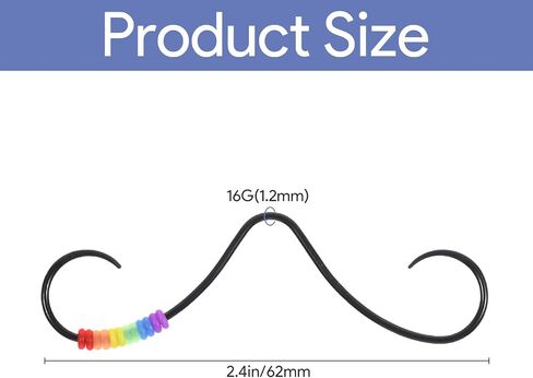 حلقة حاجز الشارب 14G/16G، حلقات الأنف للشارب، حلقات ثقب المجوهرات للنساء والرجال، قوس قزح أسود لعيد الهالوين، 316L من الفولاذ المقاوم للصدأ الجراحي in Kuwait